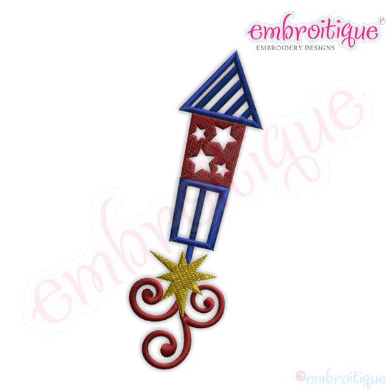 4th of July Swirly Shooting Firecracker Embroidery Design