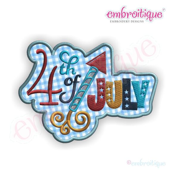 4th of July with Rocket Patch Applique