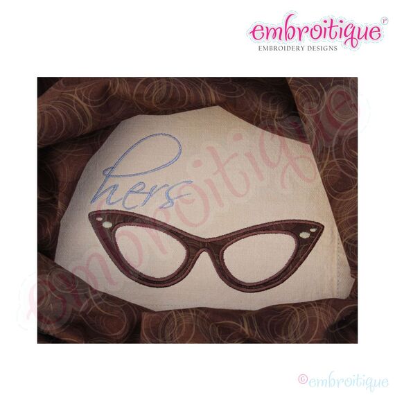 50's Lady Cat Eye Glasses Super Set - Applique and Fill Stitch included