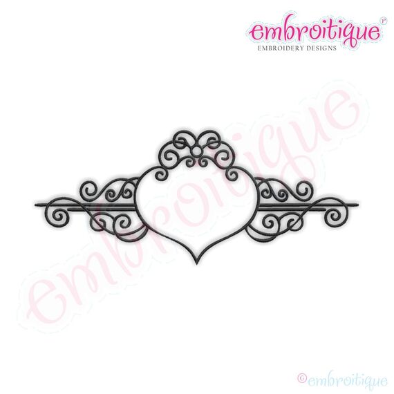 Alyssa Heart Swirly Curly Scroll Monogram Font Frame