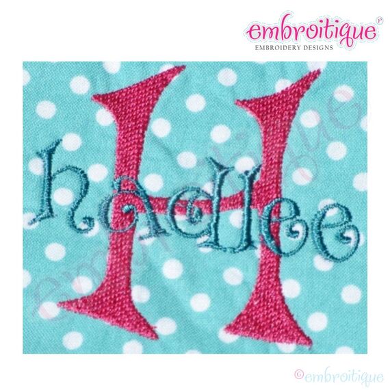 Bows Curly Whimsical Embroidery Alphabet Monogram Set