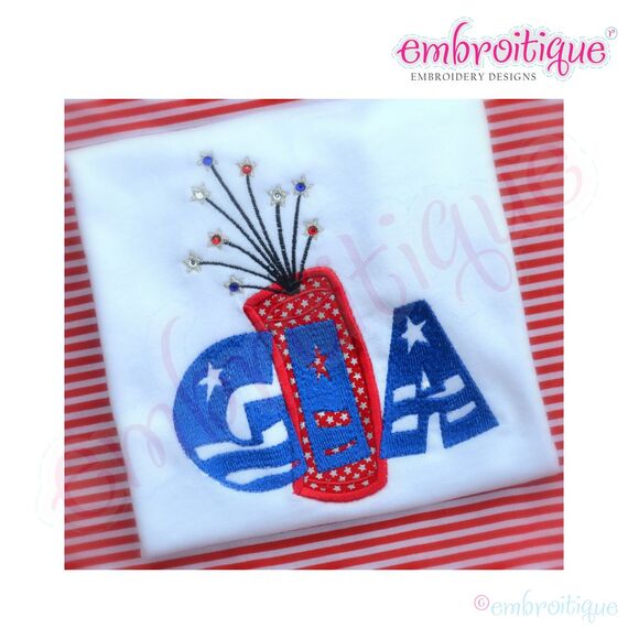Bursting Firecracker 4th of July Applique