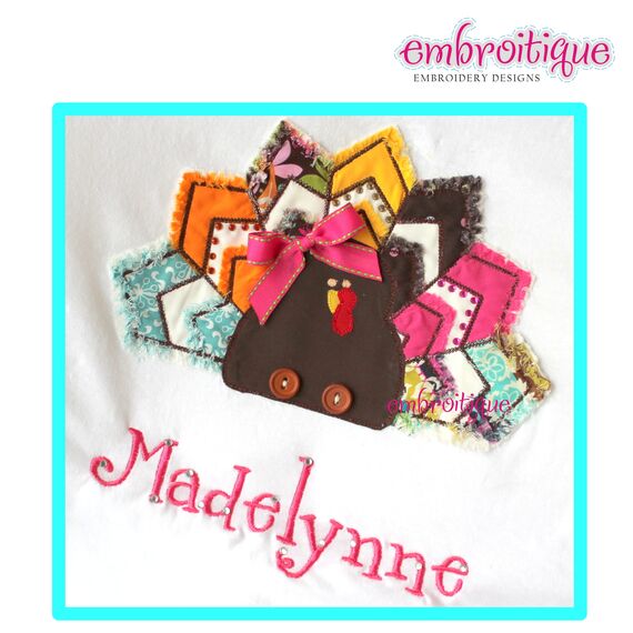 Chevron Raw Edge Turkey Applique, 2 image