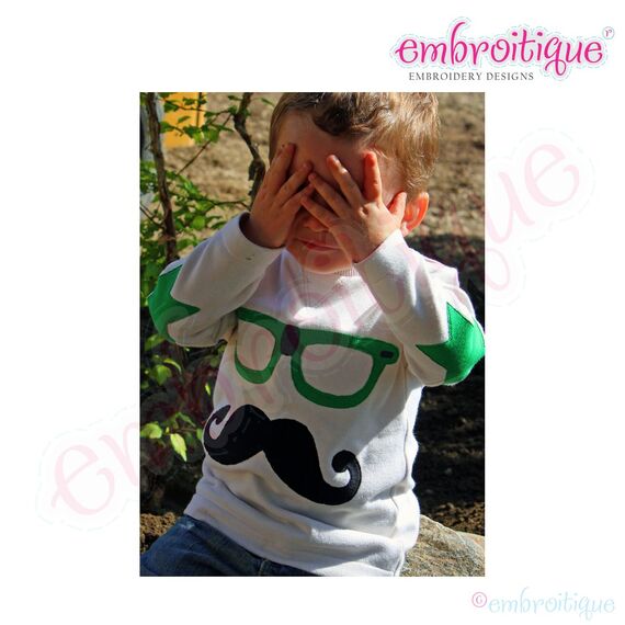 Mustache 3 Handlebar Applique - Raw Edge and Satin Stitch Included, 2 image