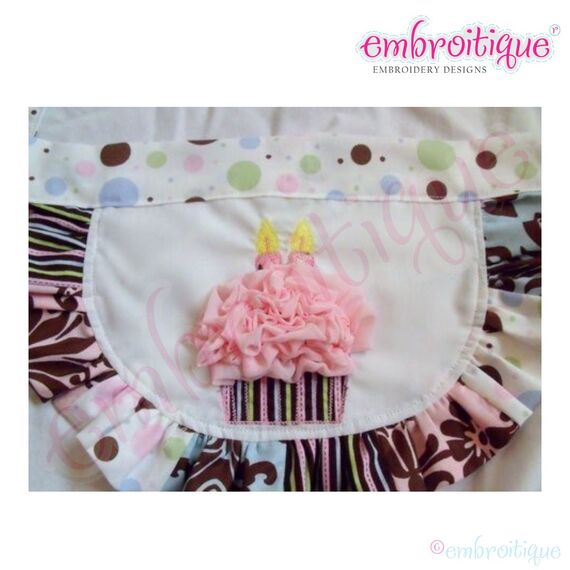 ITH Shabby Sweet Ruched Cupcake with 2 Candles Birthday, 2 image