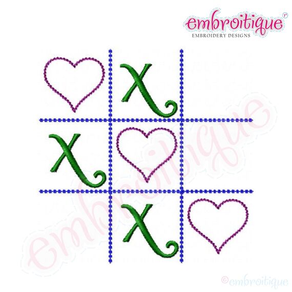 Tic Tac Toe Hearts Valentine's Day Raw Edge Design - several sizes included, 2 image
