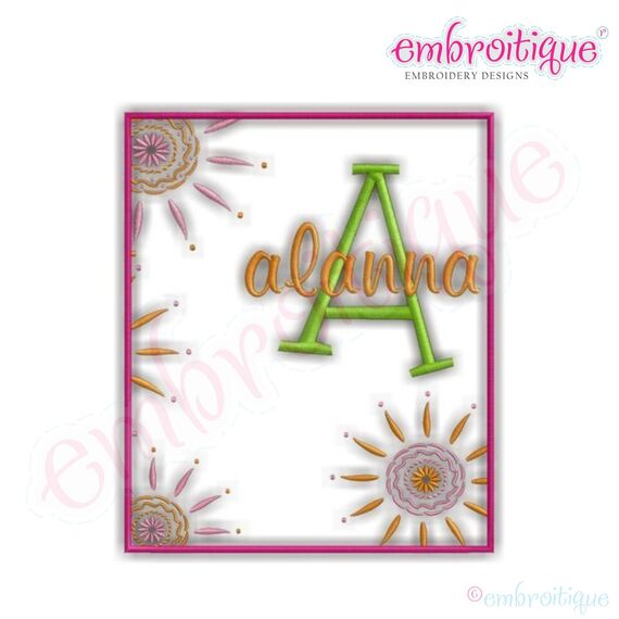 Alanna Fun and Funky Monogram Font Set and Frame