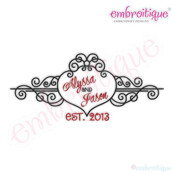 Alyssa Heart Swirly Curly Scroll Monogram Font Frame