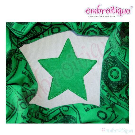 Basic Shapes 5-Point Star Raw Edge and Satin Stitch Applique