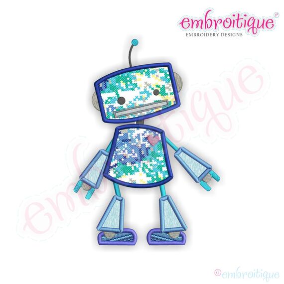 Blue Robot Applique