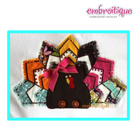 Chevron Raw Edge Turkey Applique