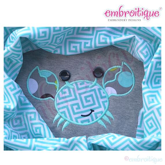 Crab with High Button Eyes Applique