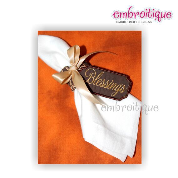 Double Scalloped Edge Gift tag - Place setting - Bonus "Blessings" and "Thanks" tags included