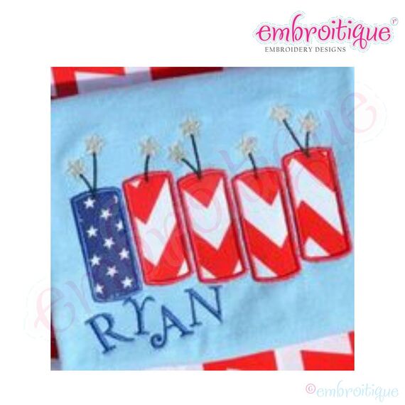 Firecrackers Lined Up 4th of July Applique