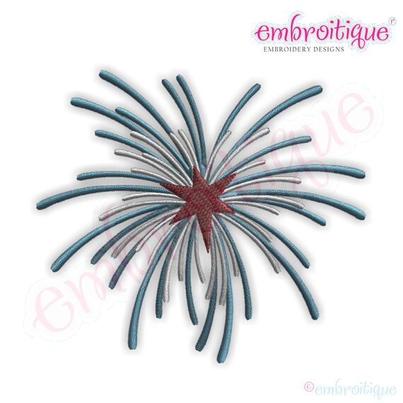 Firework with Star Center 4th of July Embroidery Design