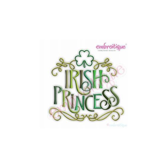 Irish Princess St Patrick's Day Embroidery Design