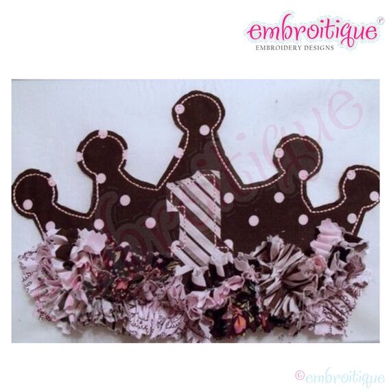 ITH Shabby Sweet Ruched Princess Crown Applique with Numbers
