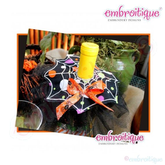 ITH Wine Bottle Spider Web Accent - Halloween - Perfect Hostess Gift