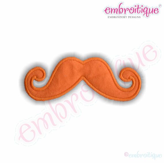 Mustache 3 Handlebar Applique - Raw Edge and Satin Stitch Included