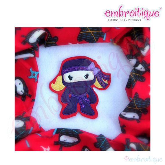 Ninja for Girls Applique Design - Satin Stitch and Raw Edge