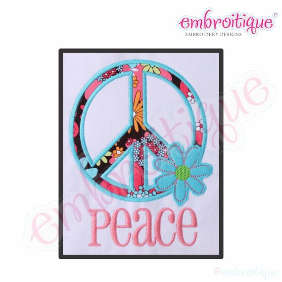Peace Applique Pow Flower Hippie
