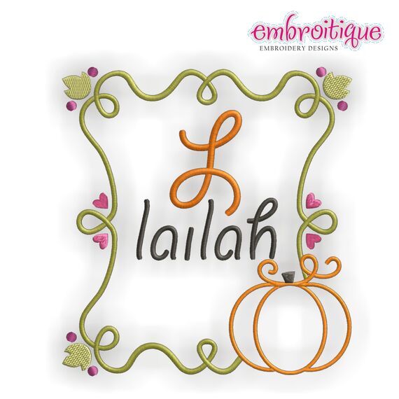 Pumpkin Vine Fall Font Frame, 2 image