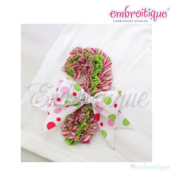 Shabby Sweet Ruched Candy Cane - Great for Holidays and Birthdays