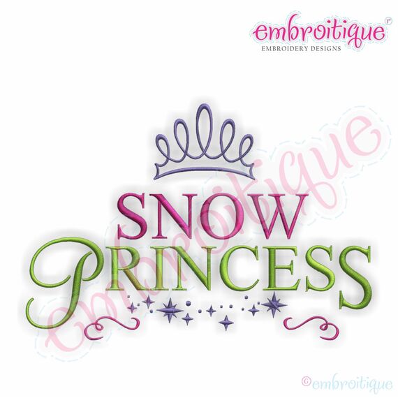 Snow Princess with Tiara Embroidery Design