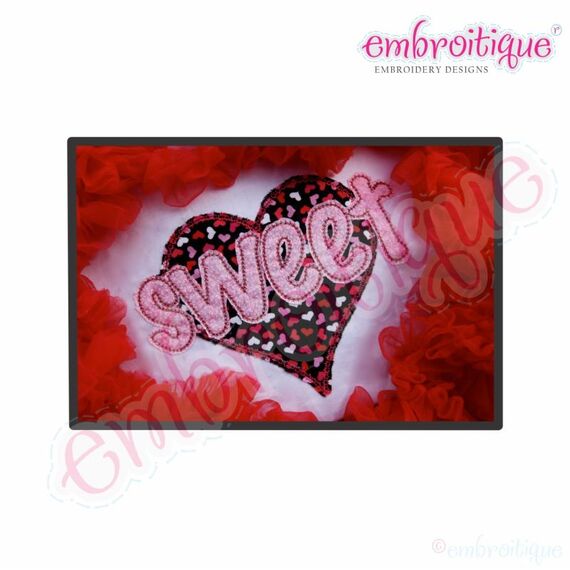 Sweet Heart Raw Edge Applique - Adorable Valentine's Day Design