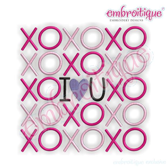 XOXO I love (heart) you Valentine's Day Word Block