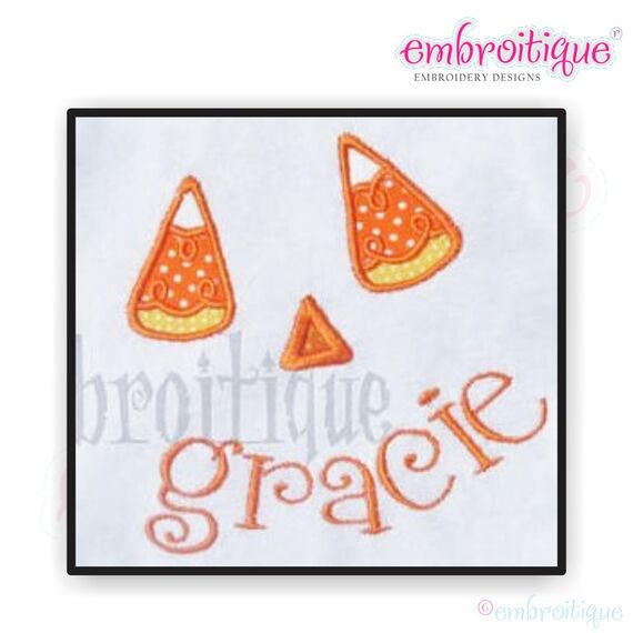 Candy Corn Face Halloween Applique Design, 3 image