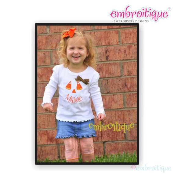 Candy Corn Face Halloween Applique Design, 2 image