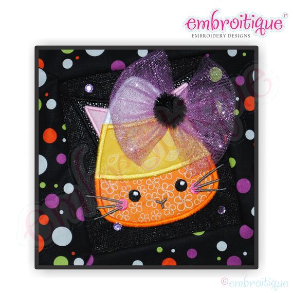 Candy Corn Kitty Applique, 2 image