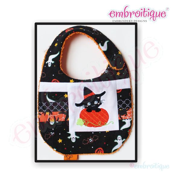 Cat in a Pumpkin Halloween Embroidery Design, 2 image