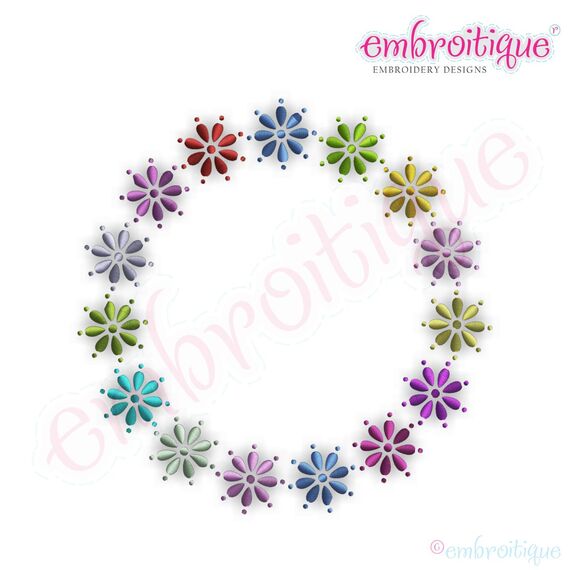 Hazel Rainbow Flowers Circle Font Frame - 2 Variations Included, 2 image