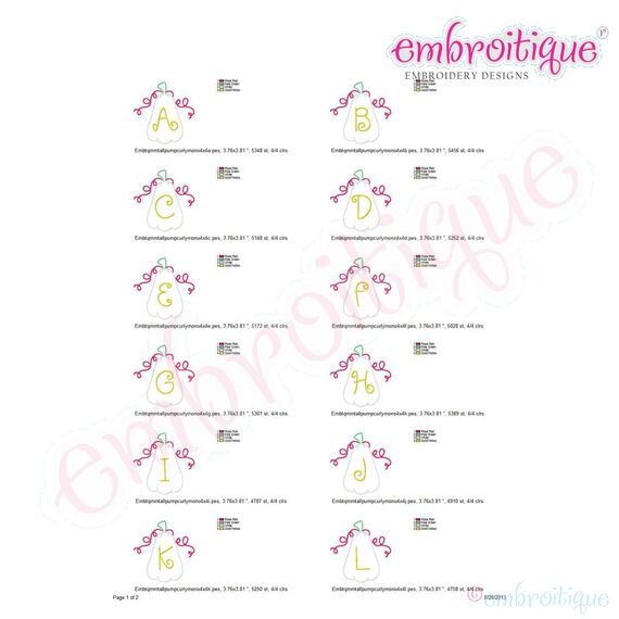 Tall Pumpkin with Curly Vines Monogram Font Set, 4 image
