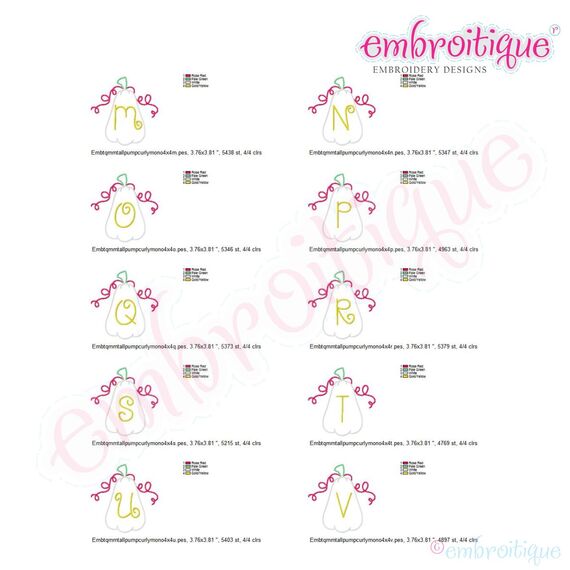Tall Pumpkin with Curly Vines Monogram Font Set, 5 image