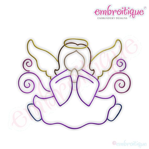 Angel with Curls 2 Embroidery Design
