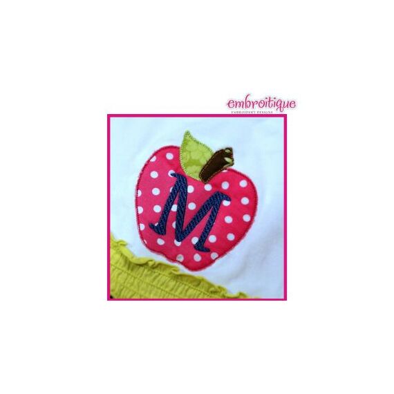 Apple Back to School Raw Edge and Satin Stitch Monogram Set