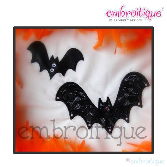Bat Applique Halloween - Leather and Lacey