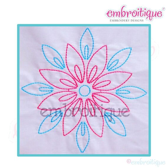 Bright Flower Redwork Poinsettia Summer and Christmas - 12 sizes