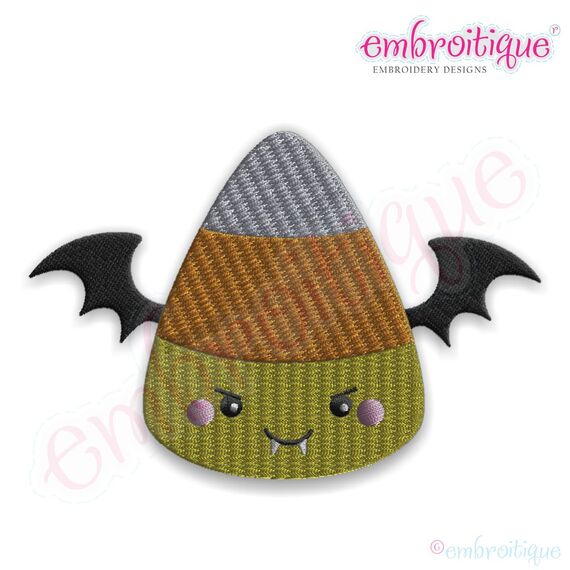Candy Corn Bat Fill Stitch Embroidery Design