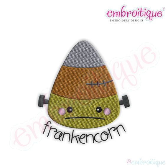 Candy Corn Frankenstein Frankencorn Fill Stitch Embroidery Design