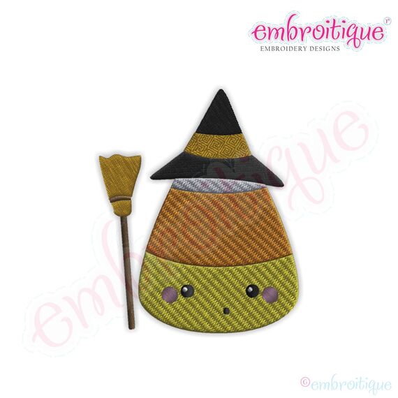 Candy Corn Witch Fill Stitch Embroidery Design