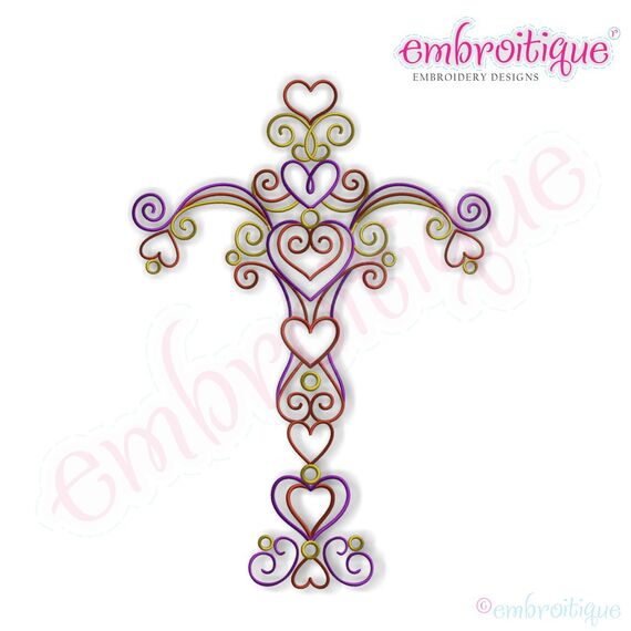 Curly Cross Embroidery Design
