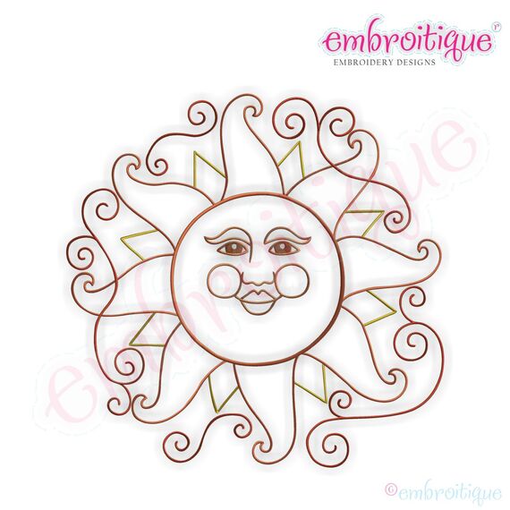 Curly Sunshine Embroidery Design