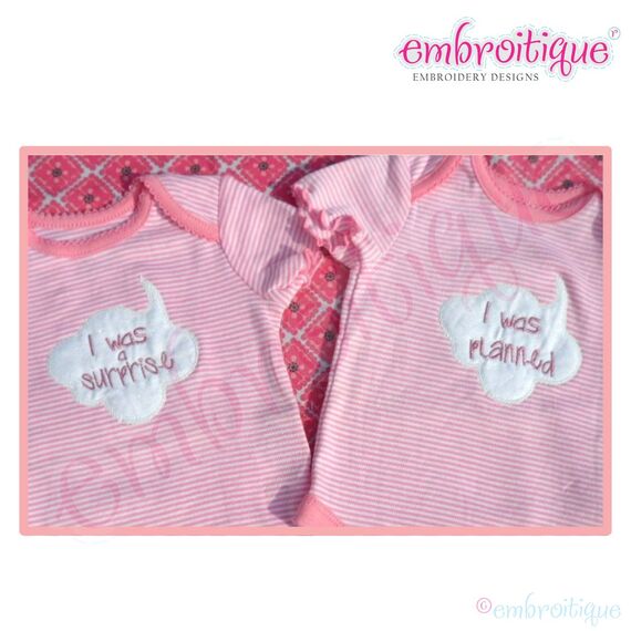 I was Planned and I was a Surprise Baby Twin Raw Edge Set