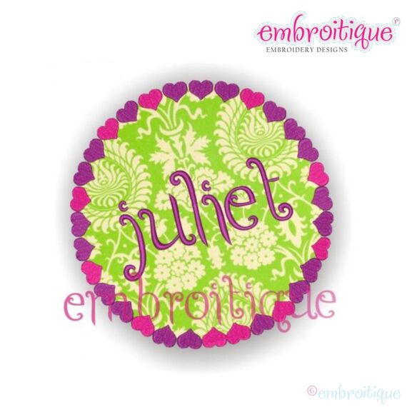 Juliet Applique Heart Circle Font Frame