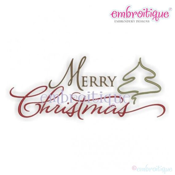 Merry Christmas Script Classy Embroidery Design
