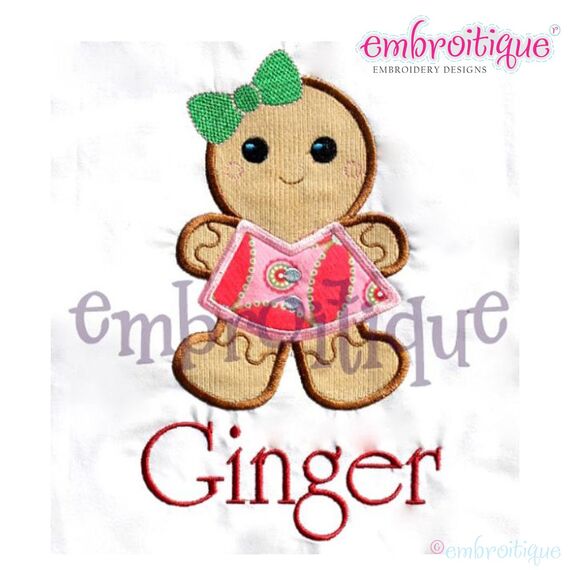 Mrs. Ginger Bread Christmas Gingerbread Applique